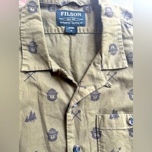 Rare Filson Smokey the Bear olive button down shirt medium